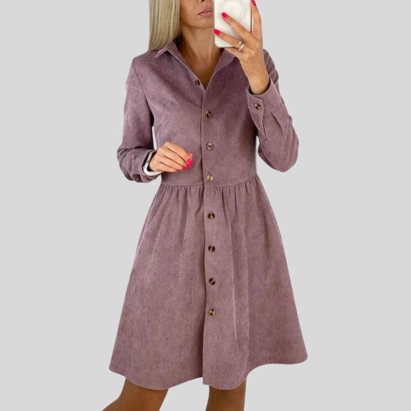 Robe-Chemise-Velours-Cotelé-Femme