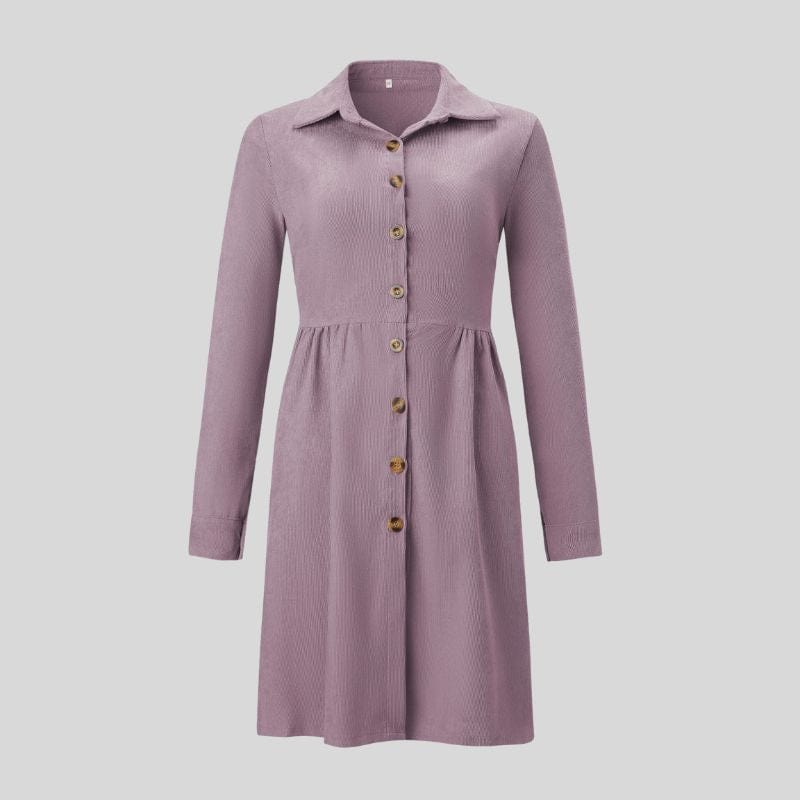 Robe-Chemise-Velours-Cotelé-Femme