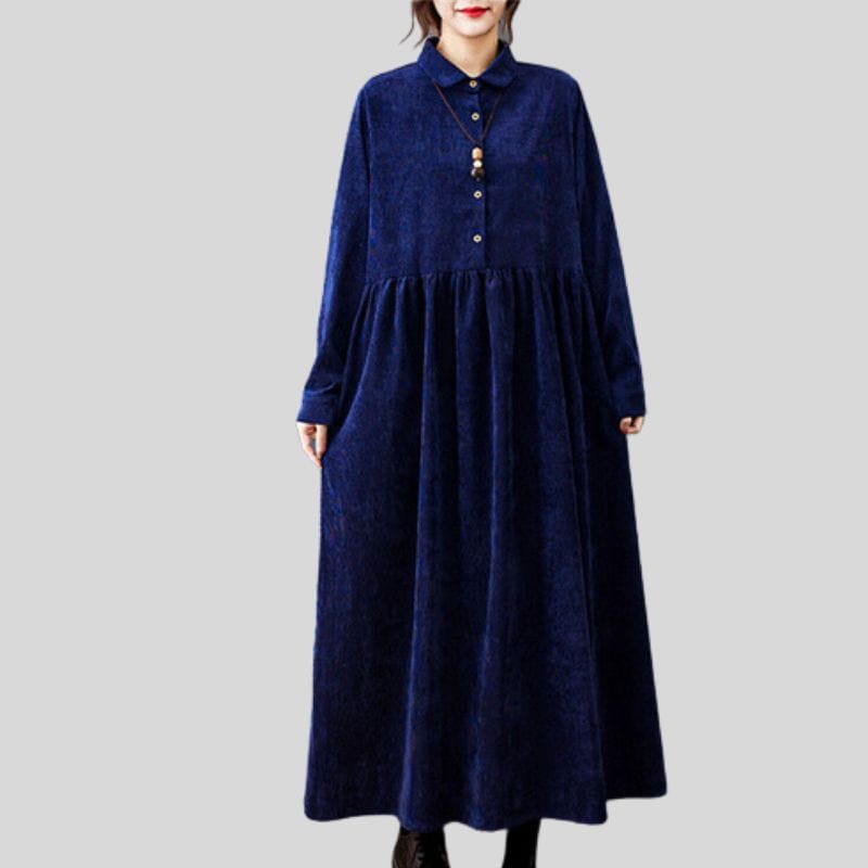 Robe-Longue-Velours-Cotelé
