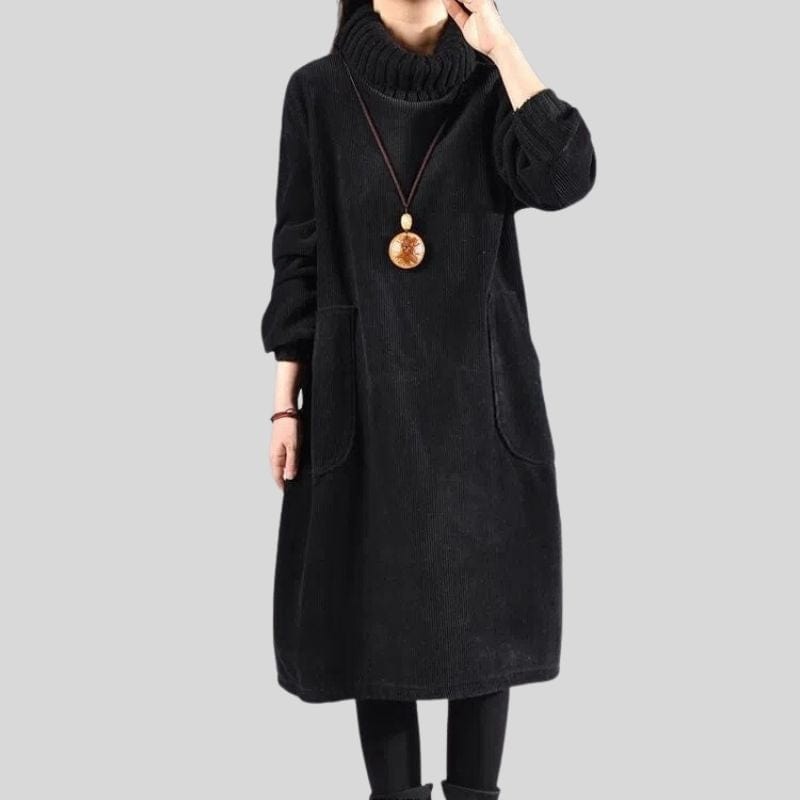 Robe-Velour-Cotelé-Femme