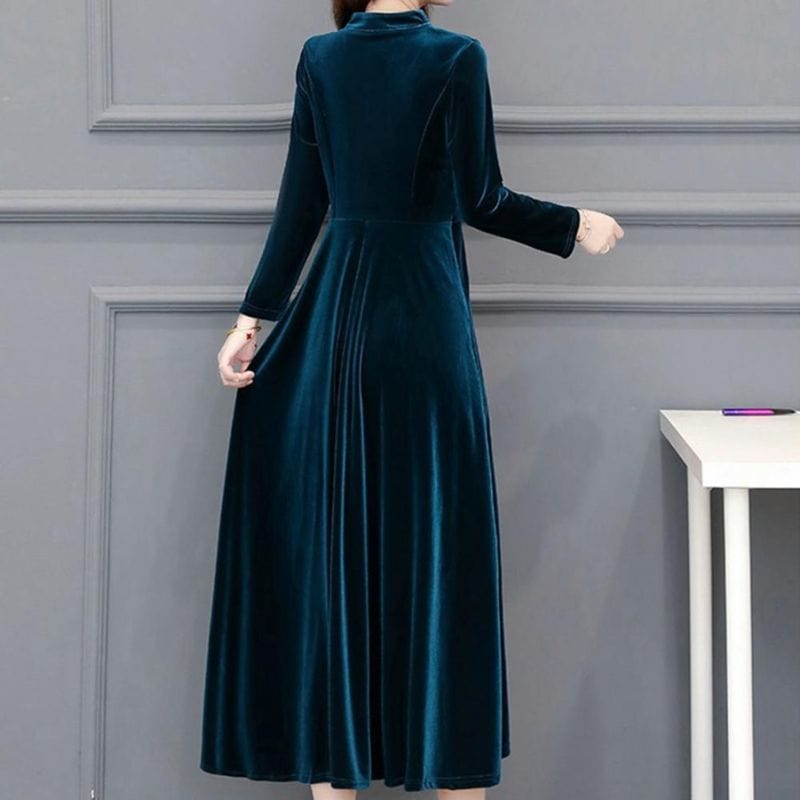 Robe-Velours-Bleu-Canard