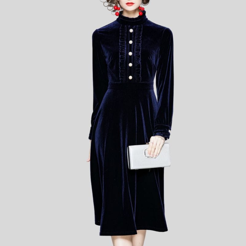 Robe-Velours-Bleu-Marine