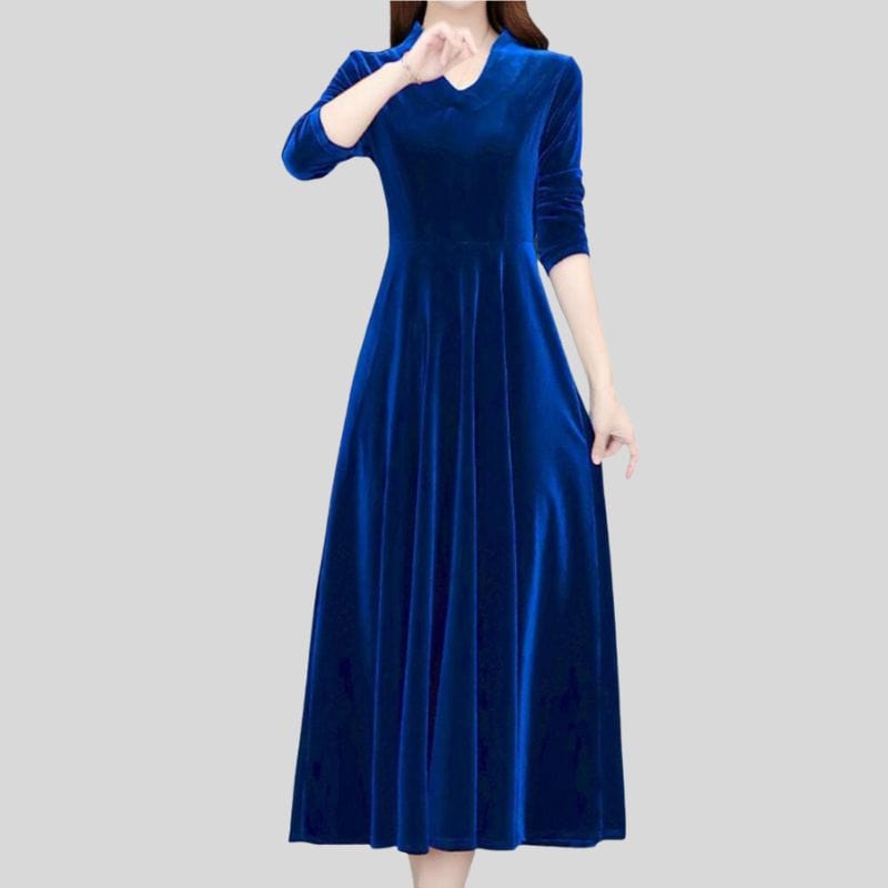Robe-Velours-Bleu-Roi