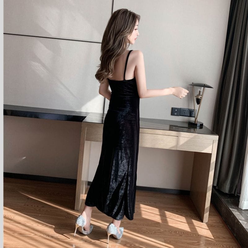 Robe-Velours-Femme-Noir