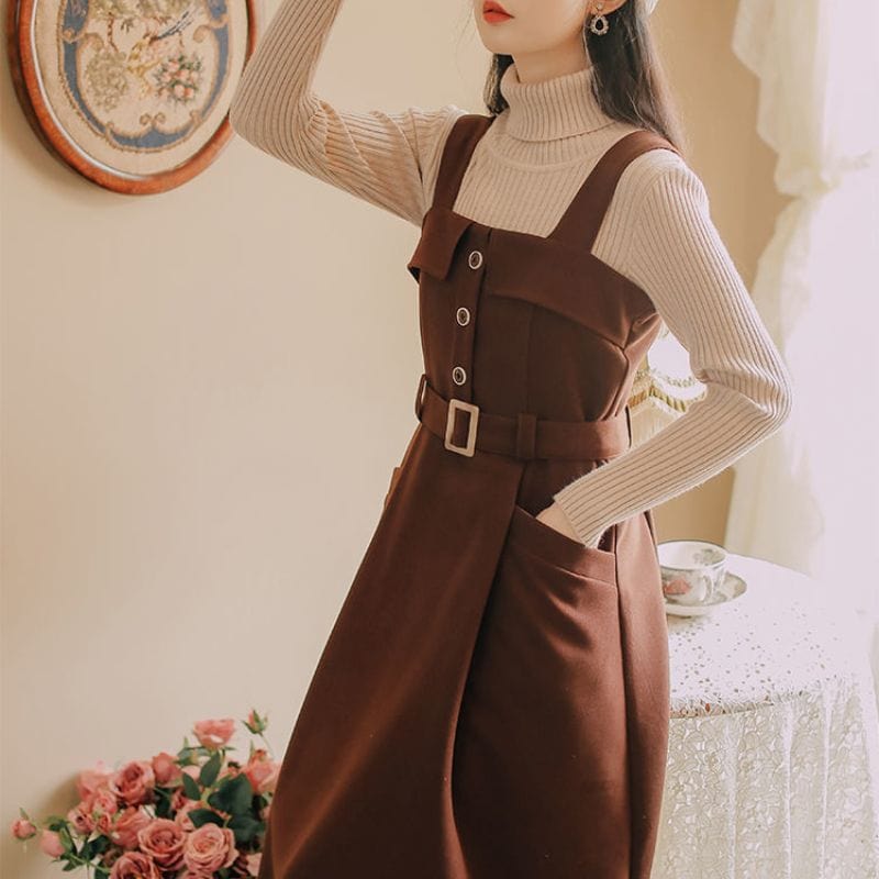 Robe-Velours-Marron-Femme