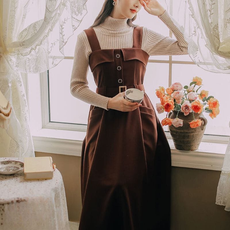 Robe-Velours-Marron-Femme