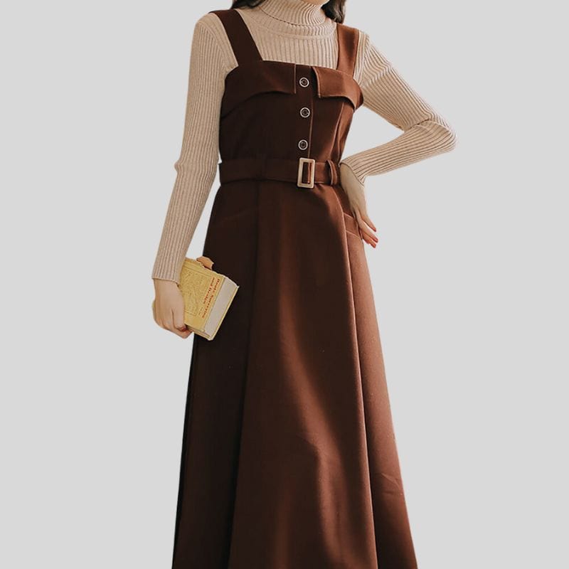 Robe-Velours-Marron-Femme