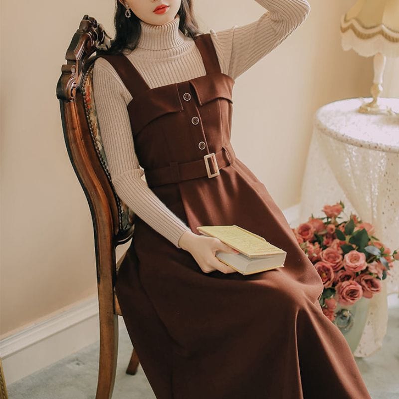 Robe-Velours-Marron-Femme