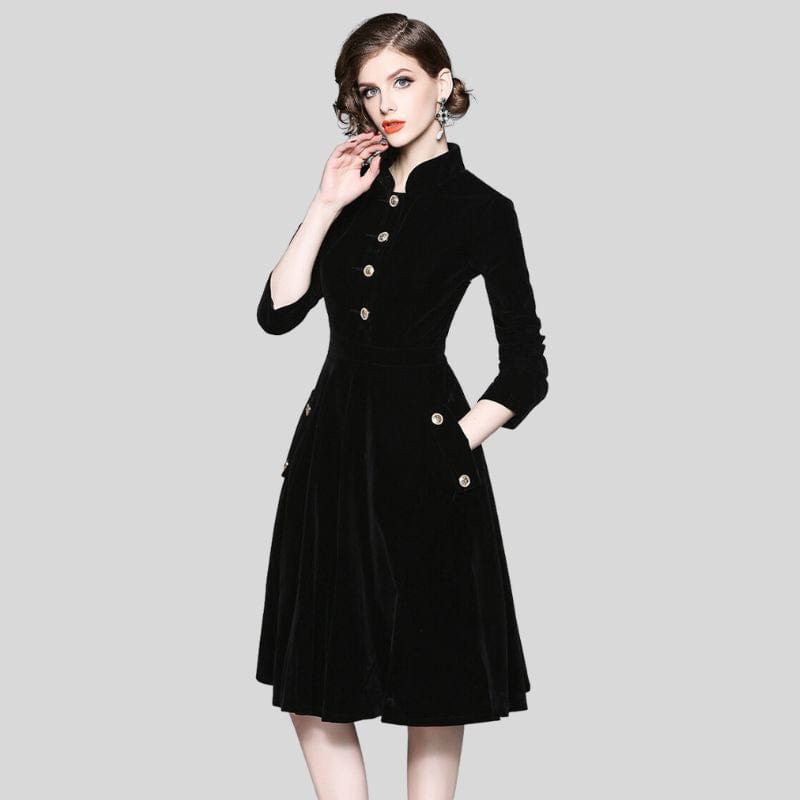 Robe-Velours-Trapeze