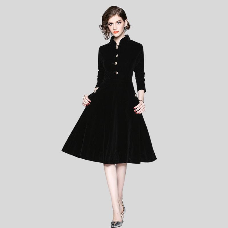Robe-Velours-Trapeze