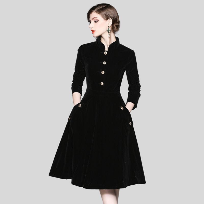 Robe-Velours-Trapeze