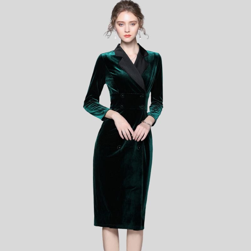 Robe-Velours-Vert-Emeraude