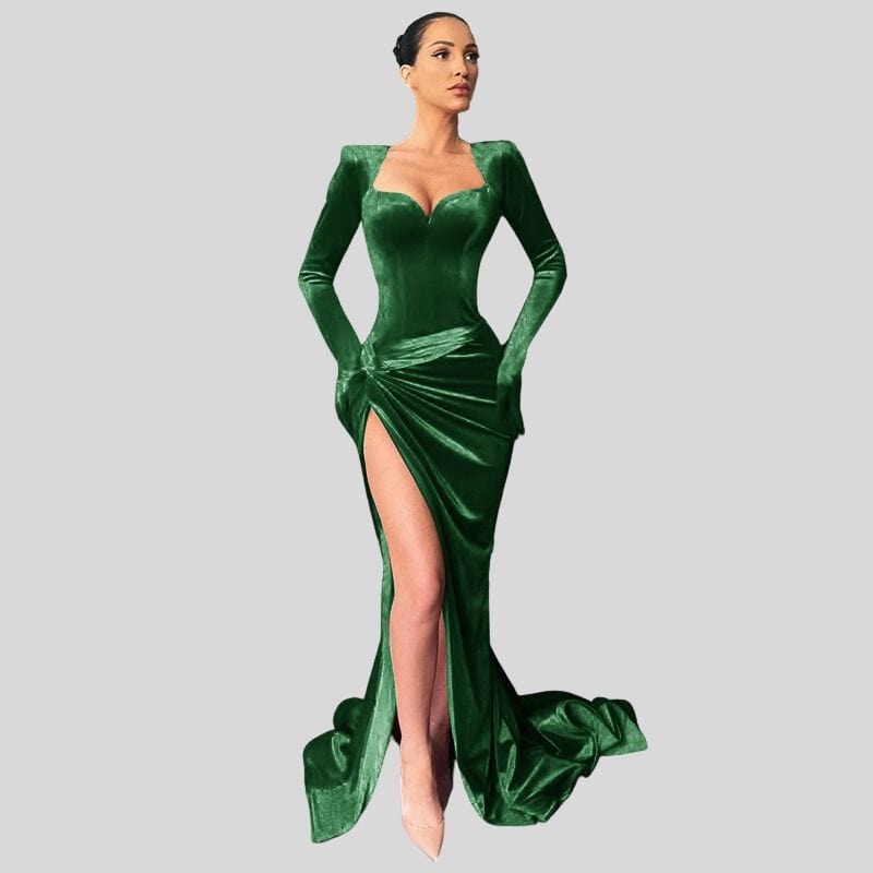 Robe-Velours-Vert-Sapin