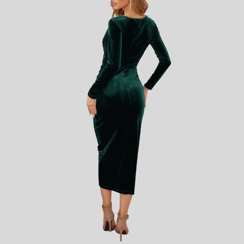 Robe-Velours-Verte