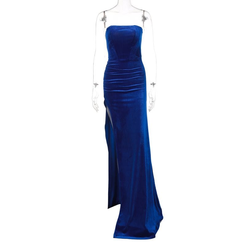 Robe-en-Velour-Bleu
