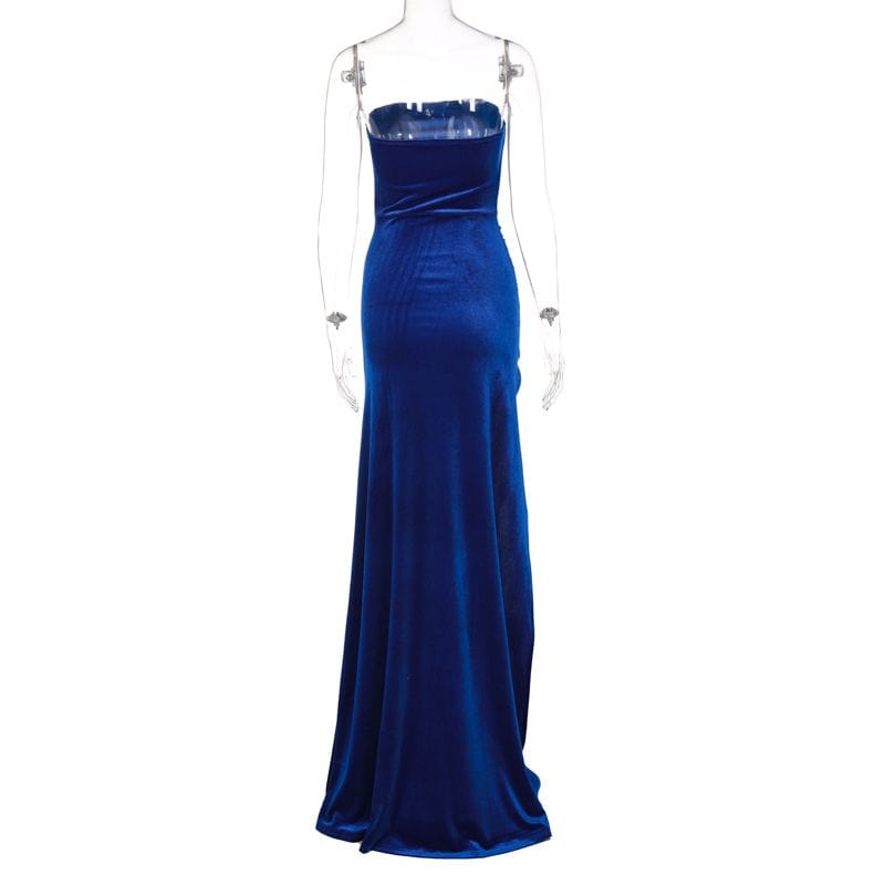 Robe-en-Velour-Bleu