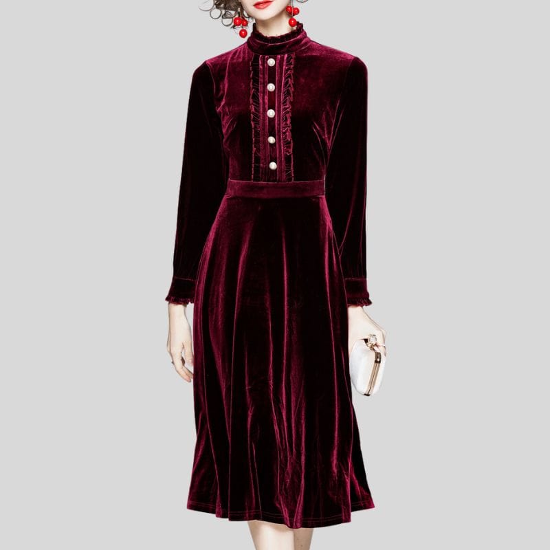 Robe-en-Velours-Bordeaux