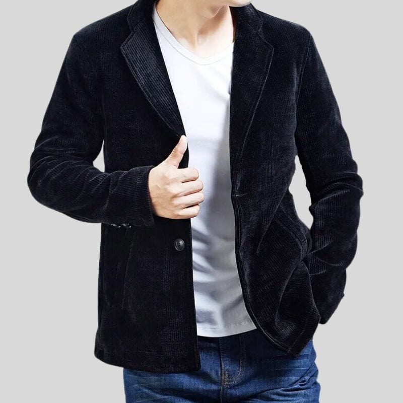 Veste-Blazer-Homme-Velours-Noir