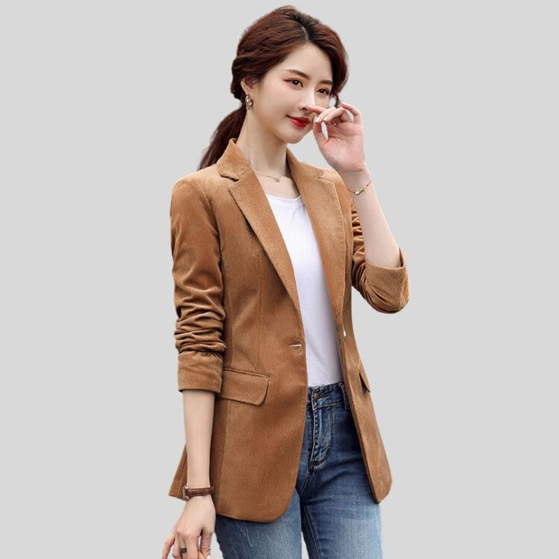 Veste-Blazer-Velour-Cotelé-Femme
