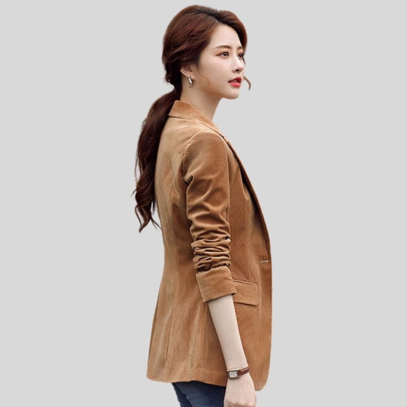 Veste-Blazer-Velour-Cotelé-Femme