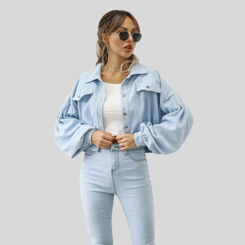 Veste-Femme-Velours-Bleu
