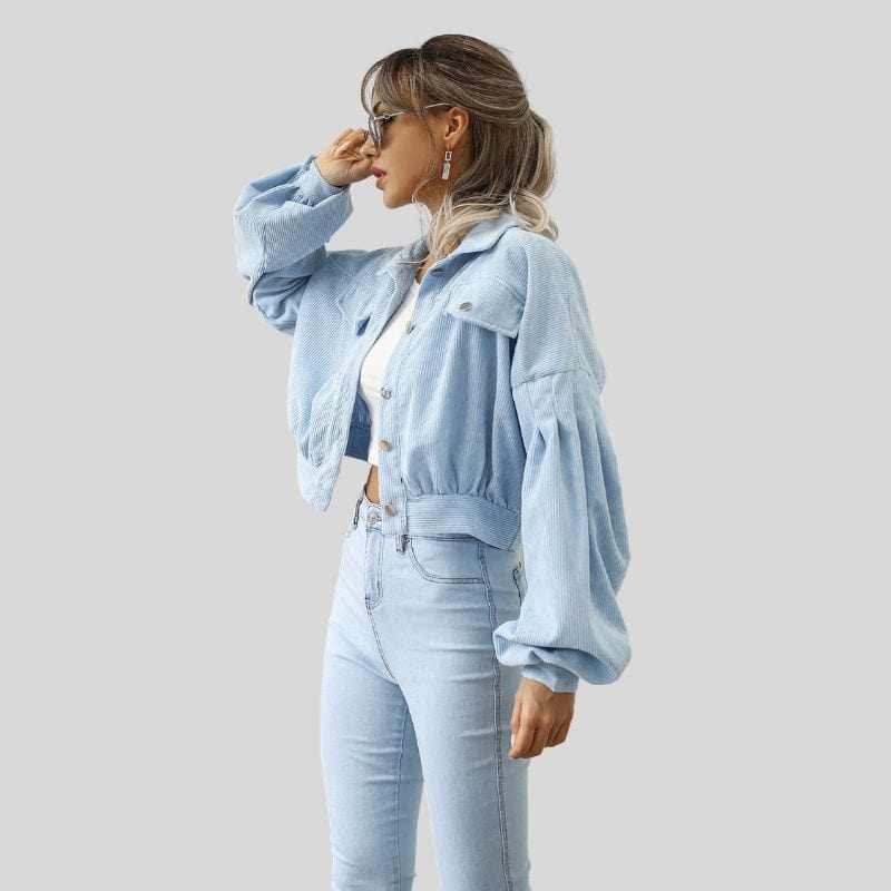 Veste-Femme-Velours-Bleu