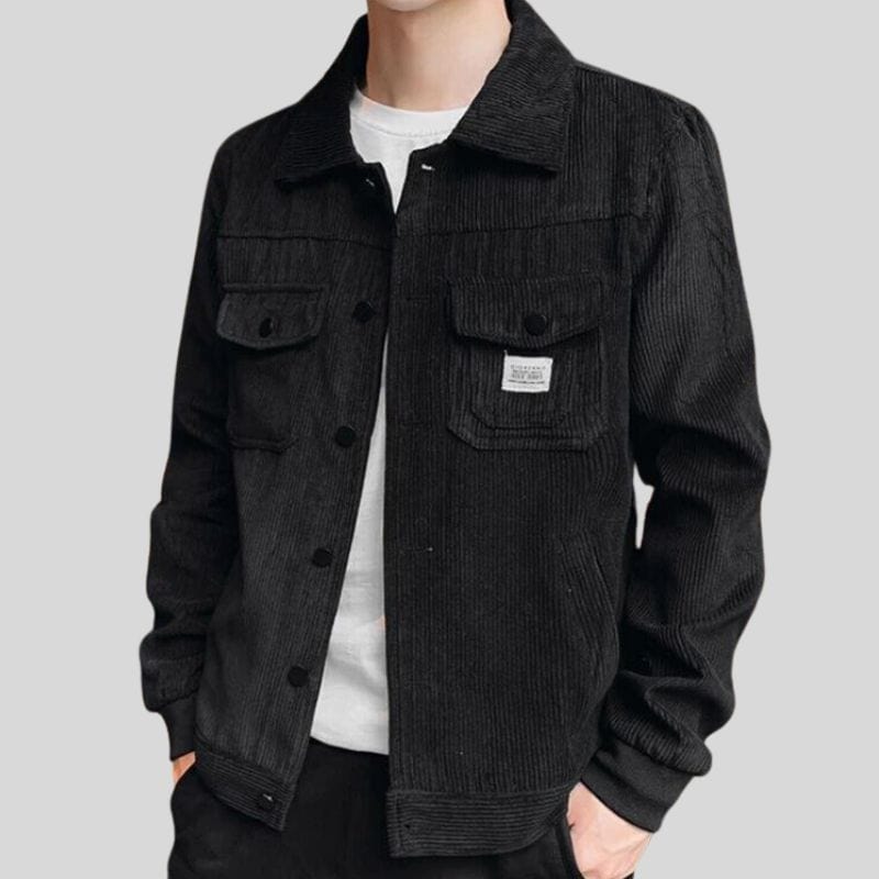 Veste-Homme-Velours-Cotelé-Noir