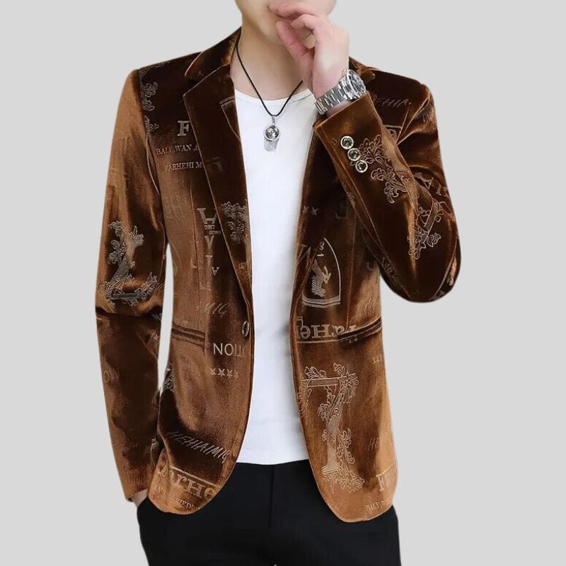 Veste Blazer Homme Velours Slim Fit Marron - Élégance Hiver Décontractée XL