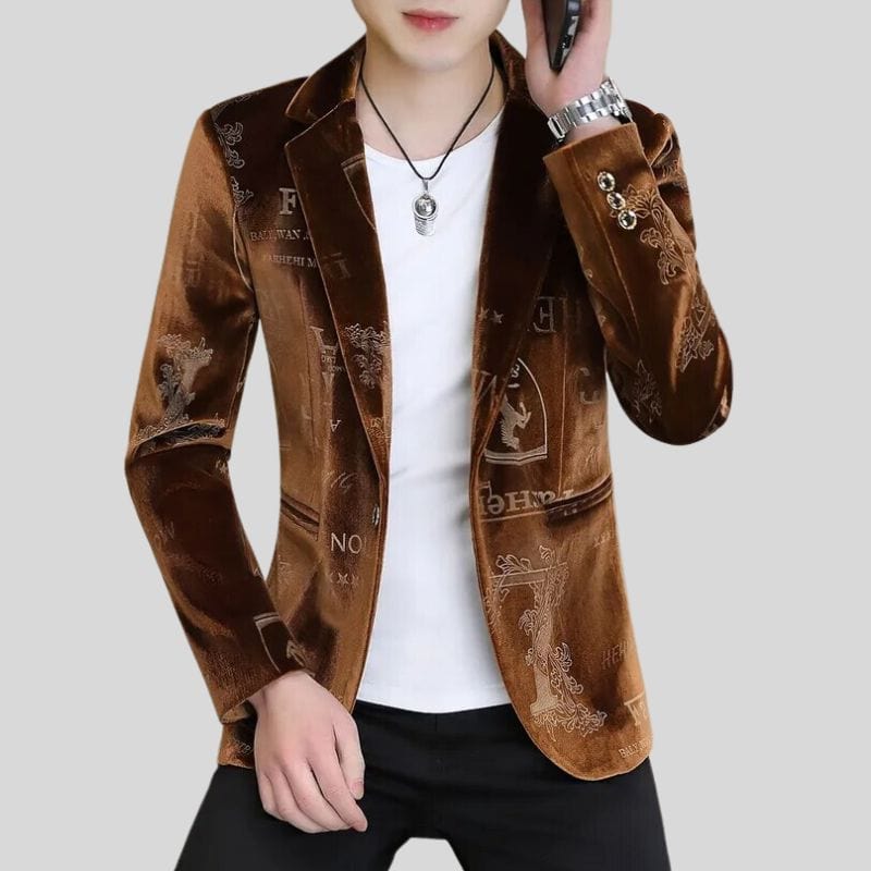 Veste-Marron-Velours-Homme