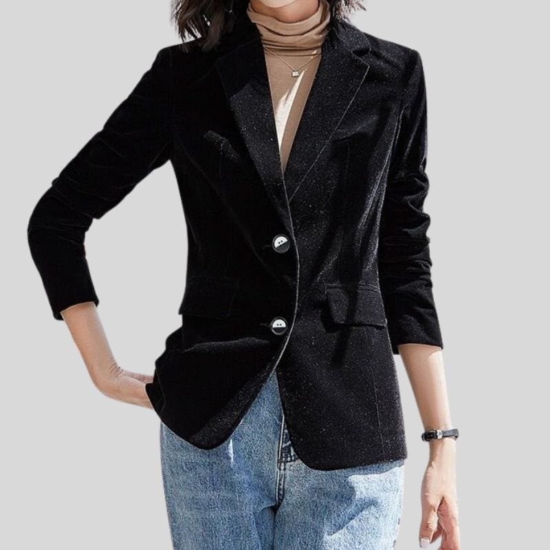 Veste-Noir-Velour-Femme