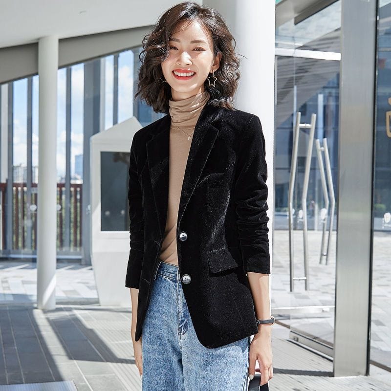 Veste-Noir-Velour-Femme
