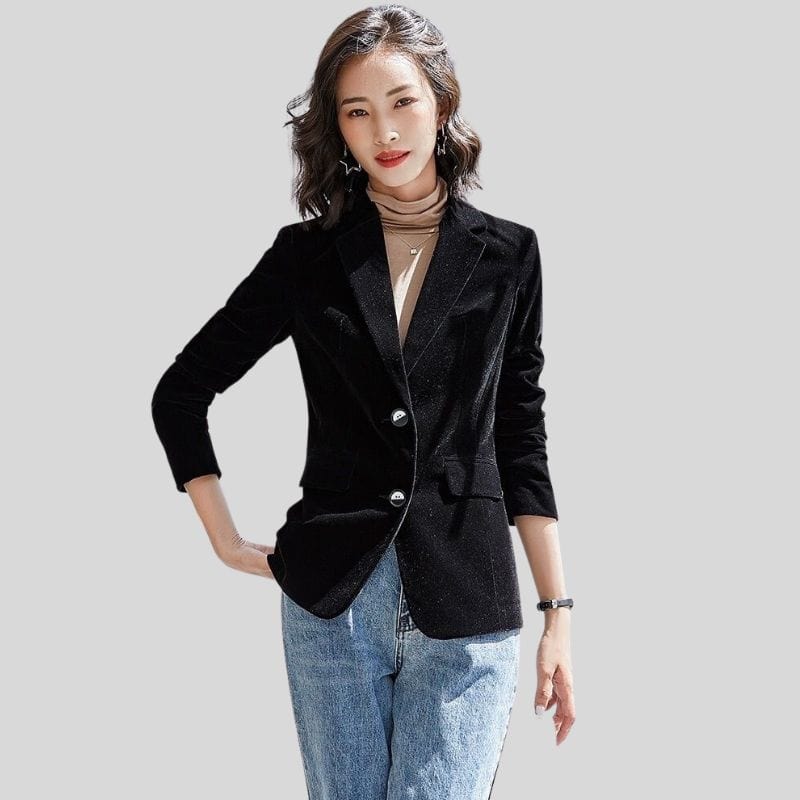 Veste-Noir-Velour-Femme