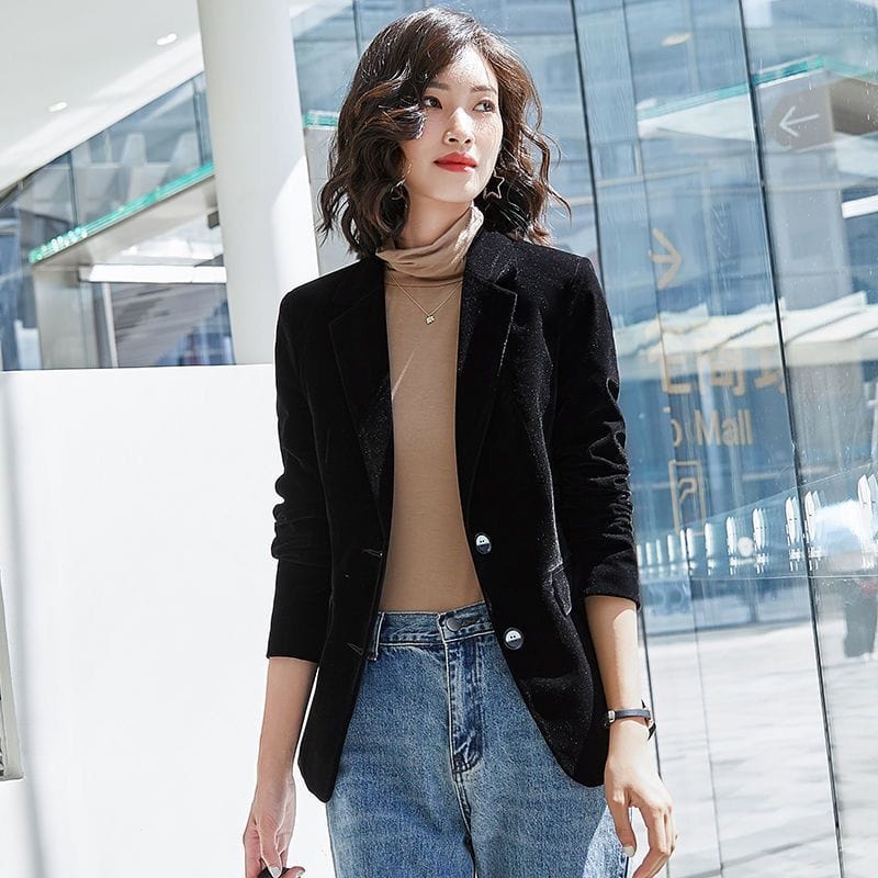 Veste-Noir-Velour-Femme