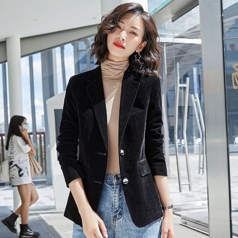 Veste-Noir-Velour-Femme