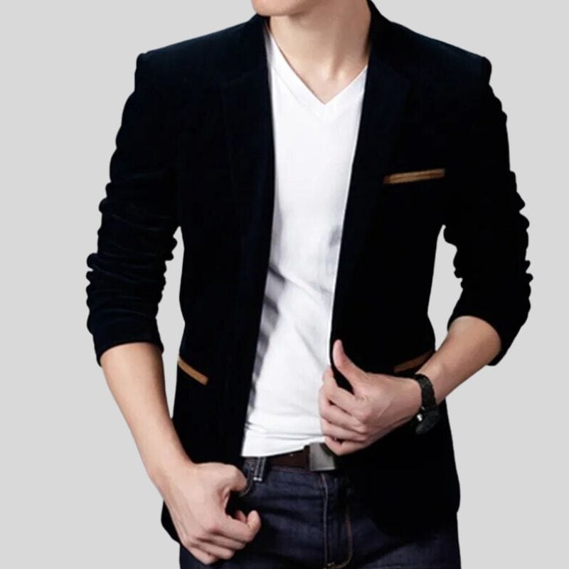 Veste-Noir-Velours-Homme