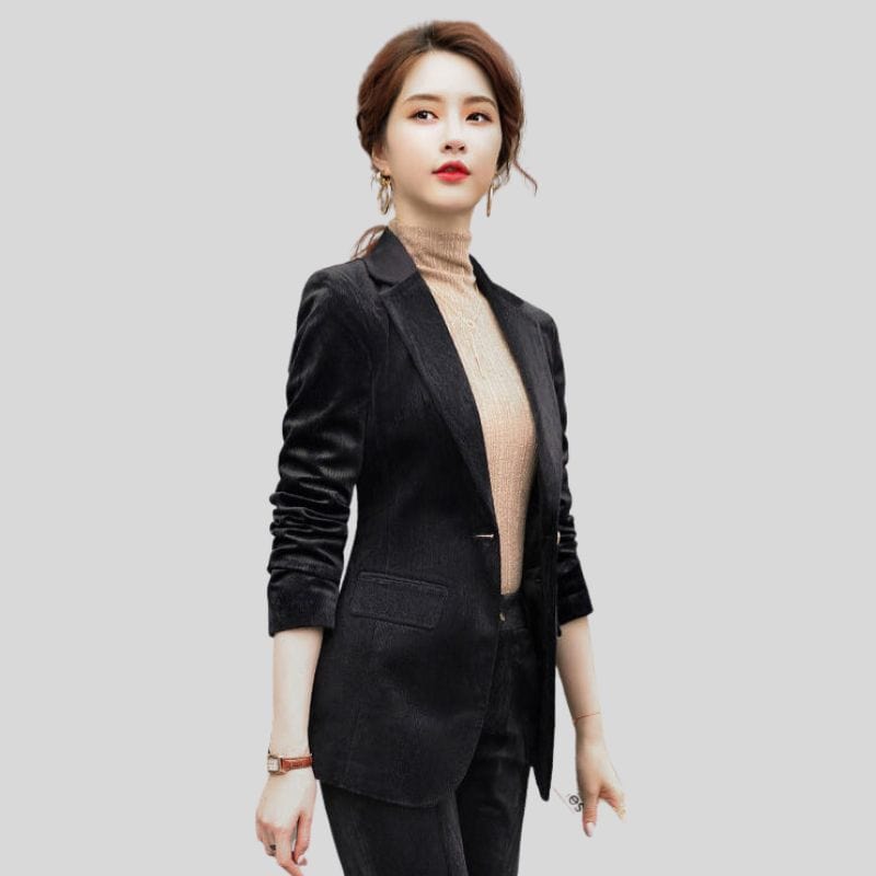 Veste-Noire-Velours-Femme