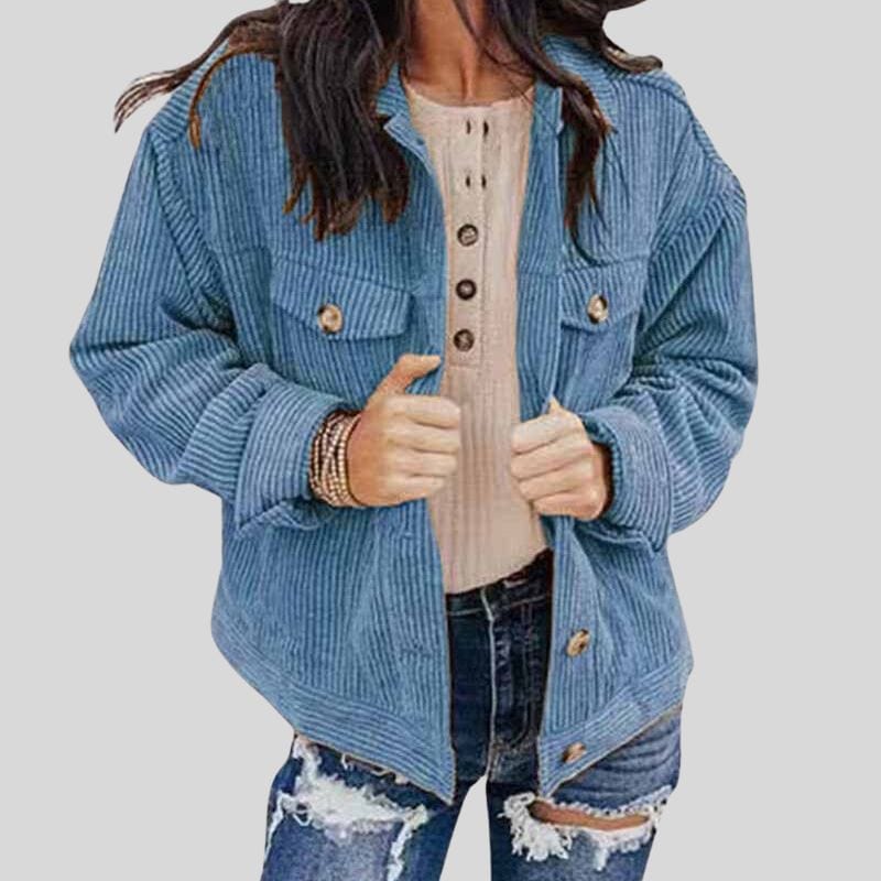 Veste-Velour-Bleue-Femme