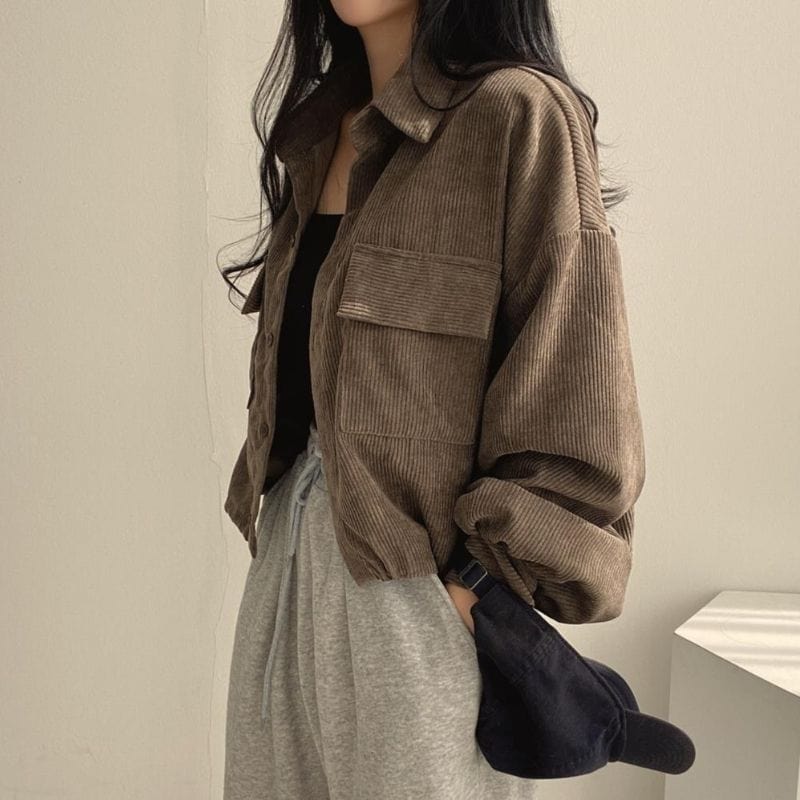 Veste-Velour-Marron-Femme