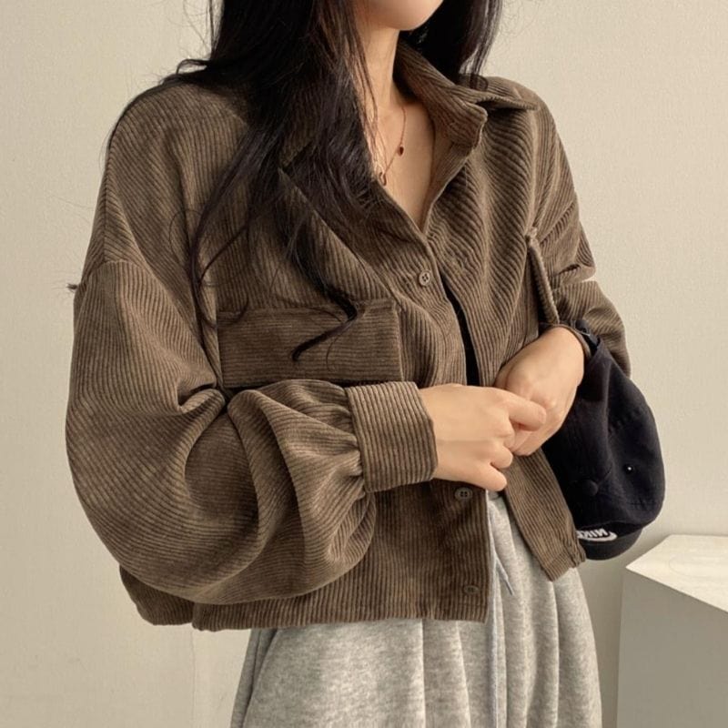 Veste-Velour-Marron-Femme