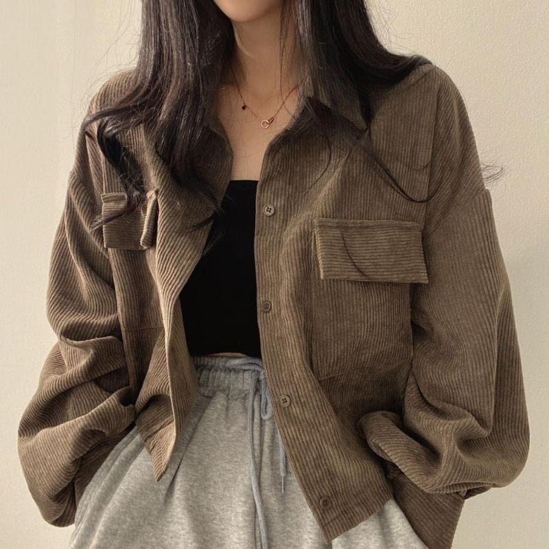 Veste-Velour-Marron-Femme