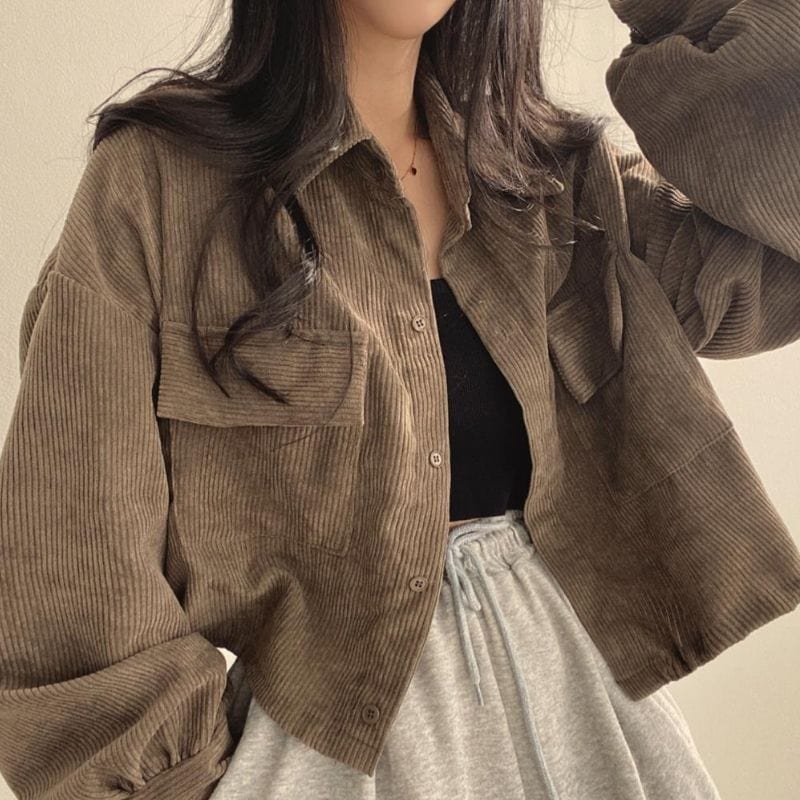 Veste-Velour-Marron-Femme