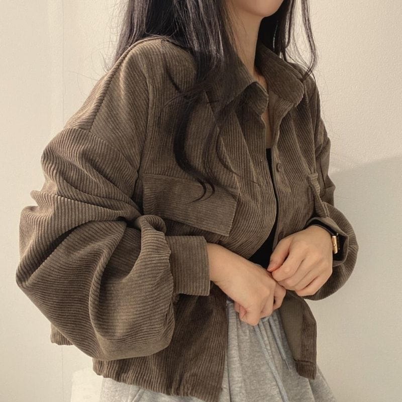 Veste-Velour-Marron-Femme