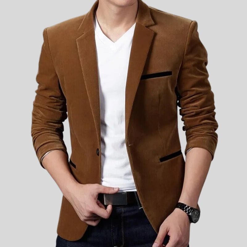 Veste-Velour-Marron-Homme