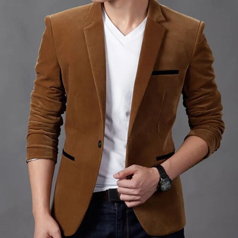 Veste-Velour-Marron-Homme