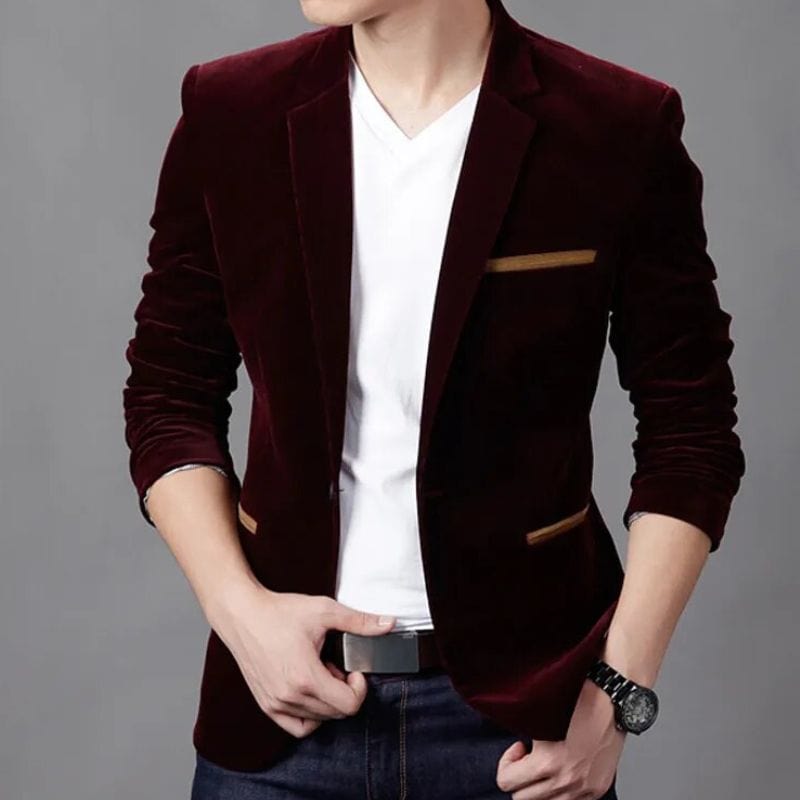 Veste Velour Rouge Homme