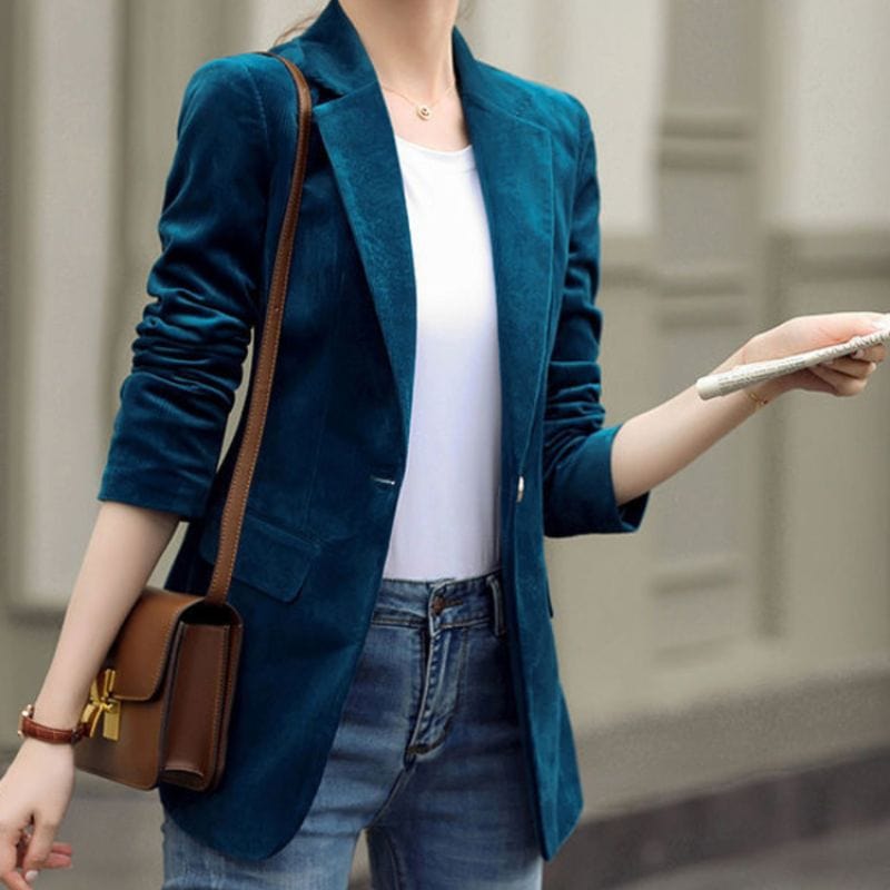 Veste-Velours-Bleu-Canard-Femme