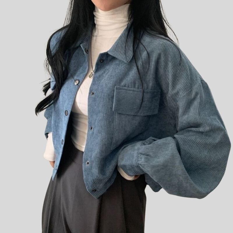 Veste-Velours-Bleu-Femme