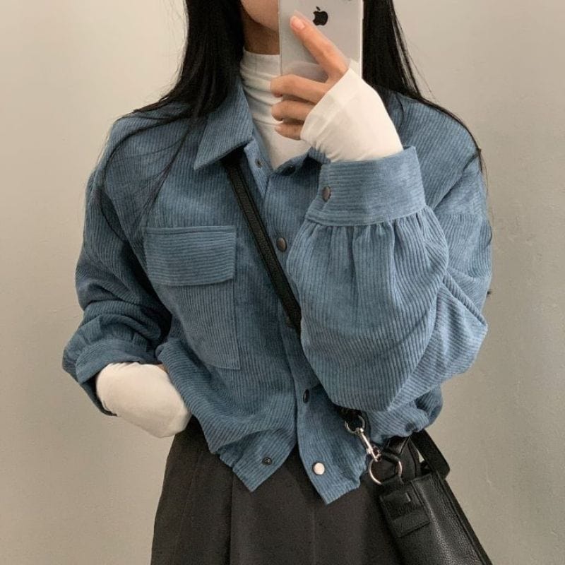 Veste-Velours-Bleu-Femme