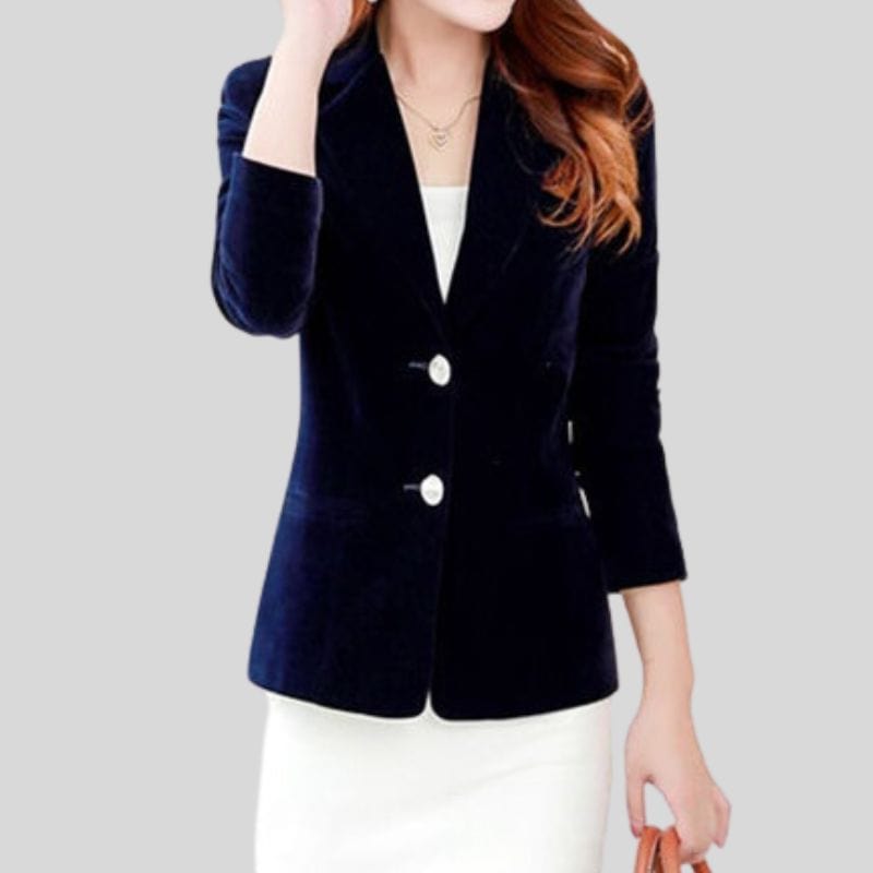 Veste-Velours-Bleu-Marine-Femme