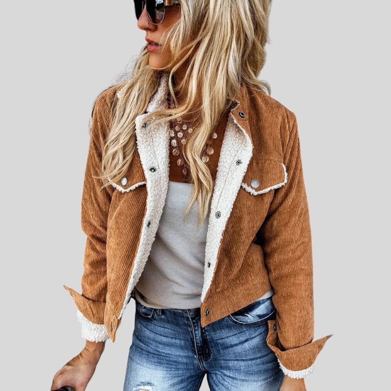 Veste-Velours-Camel-Femme